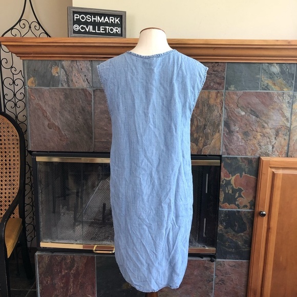 J. Crew Sleeveless Chambray Tassel Beach Tunic Split Notch Neckline XXS - Picture 4 of 7